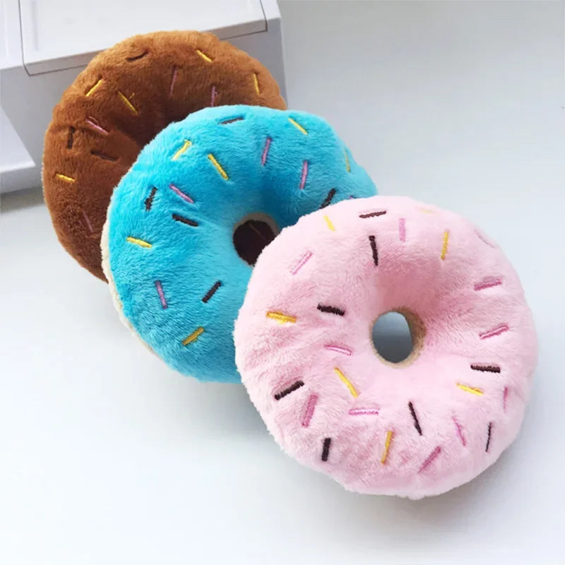 Doughnut Shaped Plush Squeaky Dog Toy